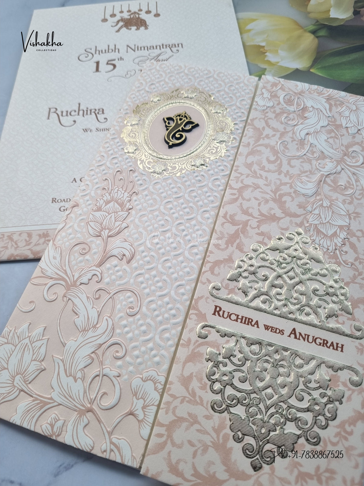 Ganesh Ji Flower Lotus Hindu Jain invitation Cards CR-542 – image 2