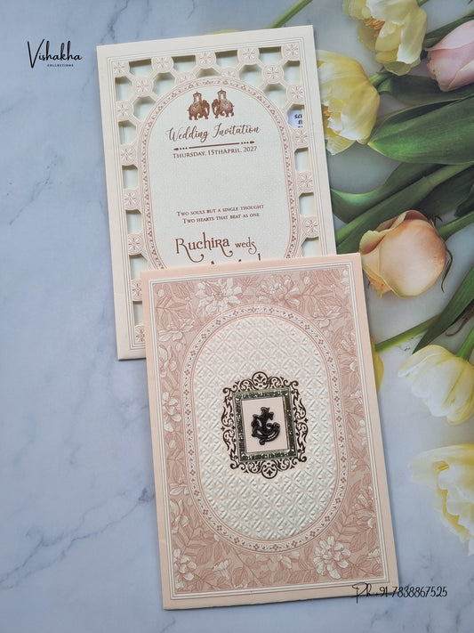 Ganesh Ji Flower Hindu Jain invitation Cards CR-543 – image 1