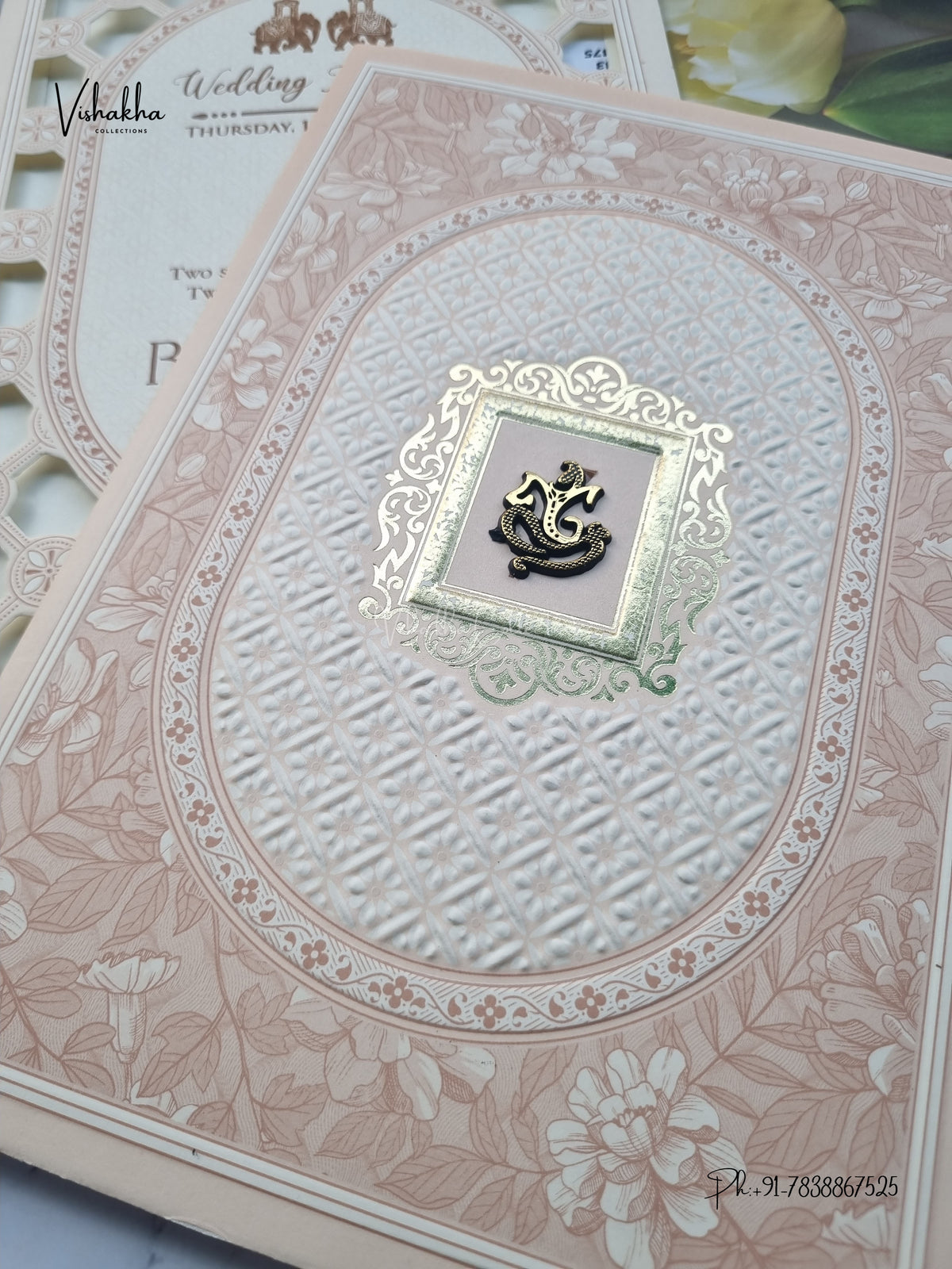 Ganesh Ji Flower Hindu Jain invitation Cards CR-543 – image 2