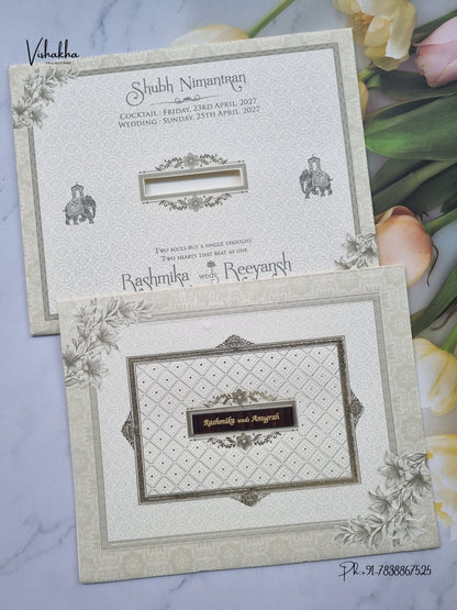 Geometric Flower Hindu Muslim Christian Sikh Jain invitation Cards CR-544G – image 1