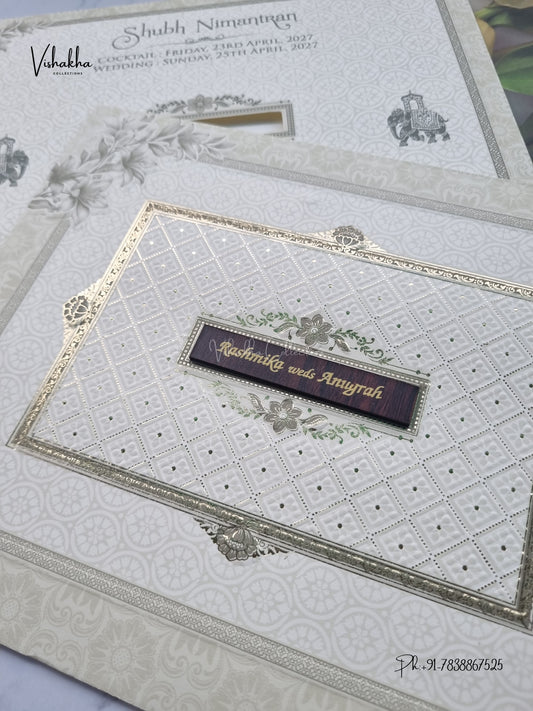 Geometric Flower Hindu Muslim Christian Sikh Jain invitation Cards CR-544G – image 2