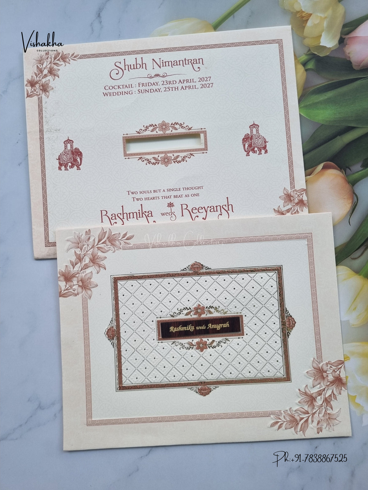 Geometric Flower Hindu Muslim Christian Sikh Jain invitation Cards CR-544P – image 1
