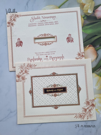 Geometric Flower Hindu Muslim Christian Sikh Jain invitation Cards CR-544P – image 1