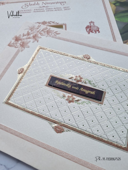 Geometric Flower Hindu Muslim Christian Sikh Jain invitation Cards CR-544P – image 2