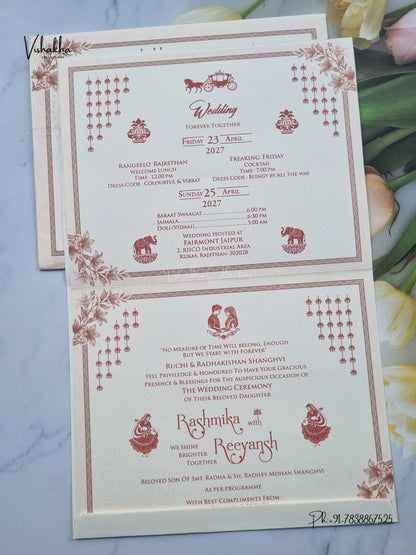Geometric Flower Hindu Muslim Christian Sikh Jain invitation Cards CR-544P – image 3