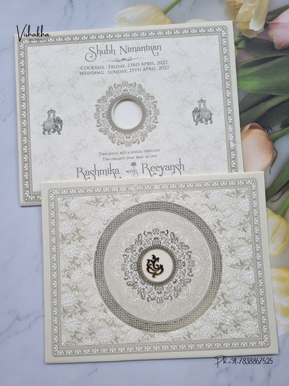 Ganesh Ji Flower Lotus Hindu Jain invitation Cards CR-545G – image 1