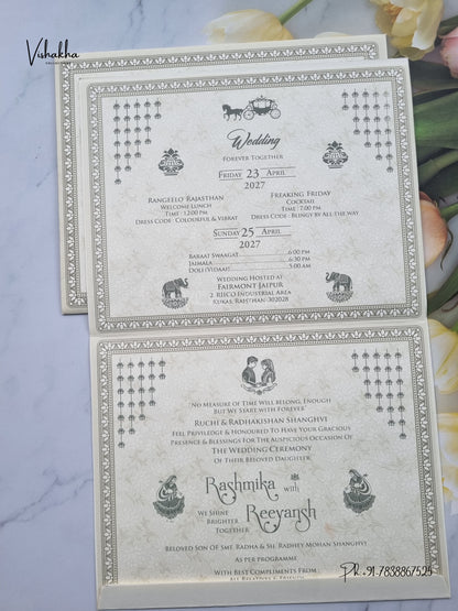 Ganesh Ji Flower Lotus Hindu Jain invitation Cards CR-545G – image 3
