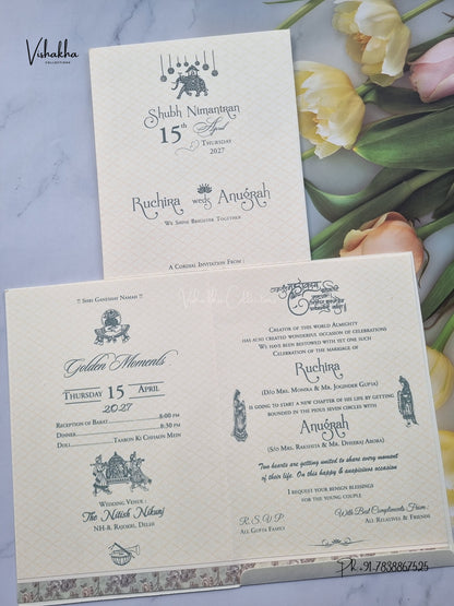 Ganesh Ji Dulah Dulhan Hathi Hindu Jain invitation Cards CR-546 – image 3