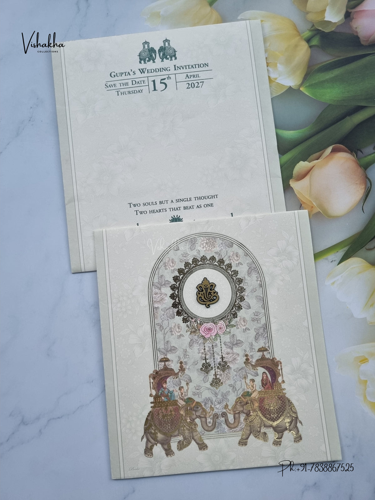 Ganesh Ji Hathi Barat Hindu Jain invitation Cards CR-548 – image 1