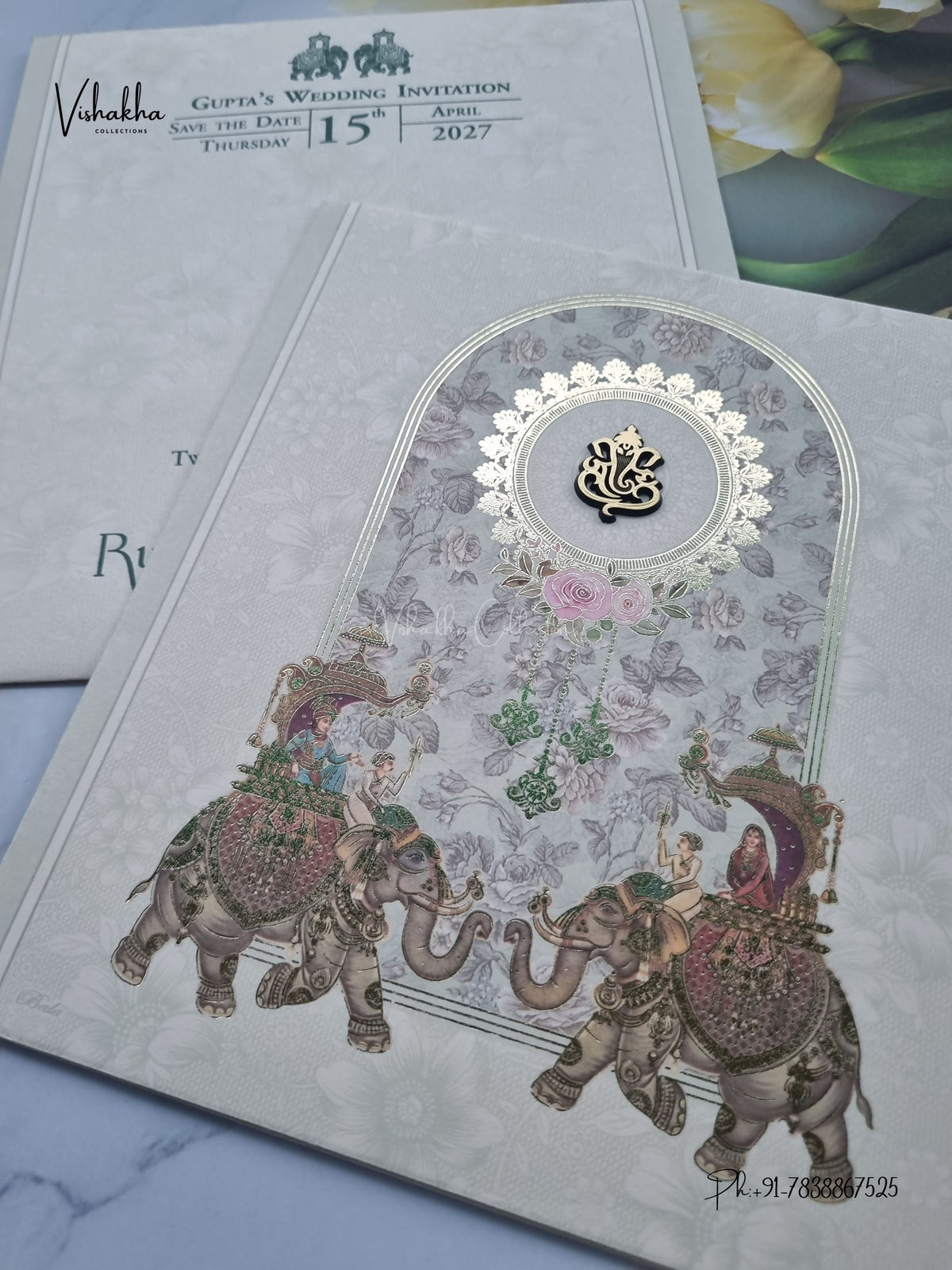 Ganesh Ji Hathi Barat Hindu Jain invitation Cards CR-548 – image 2