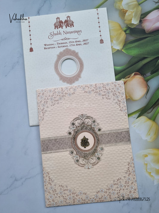 Ganesh Ji Flower Hindu Jain invitation Cards CR-549 – image 1