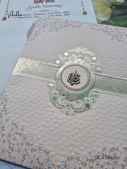 Ganesh Ji Flower Hindu Jain invitation Cards CR-549 – image 2