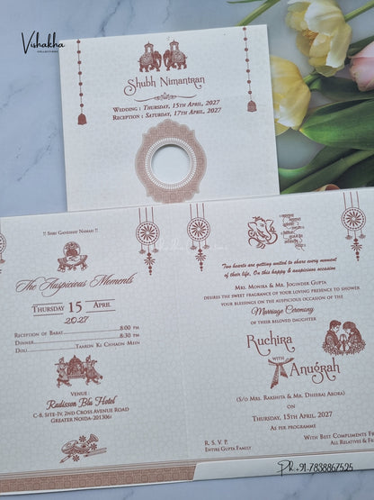 Ganesh Ji Flower Hindu Jain invitation Cards CR-549 – image 3