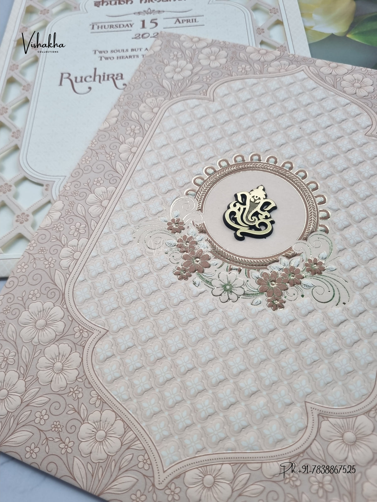 Ganesh Ji Flower Geometric Hindu Jain invitation Cards CR-551 – image 2