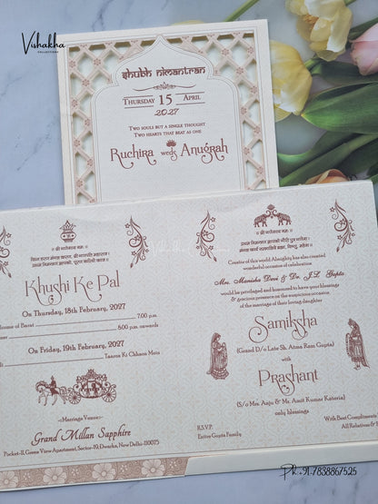 Ganesh Ji Flower Geometric Hindu Jain invitation Cards CR-551 – image 3