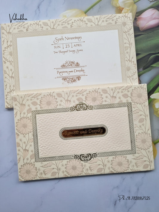 Semi Box Acrylic Flower Geometric Hindu Muslim Christian Sikh Jain invitation Cards CR-553 – image 1