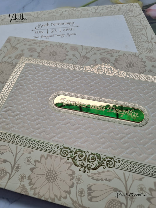 Semi Box Acrylic Flower Geometric Hindu Muslim Christian Sikh Jain invitation Cards CR-553 – image 2
