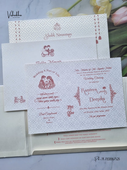 Semi Box Acrylic Double Door Flower Geometric Hindu Muslim Christian Sikh Jain invitation Cards CR-555G – image 3