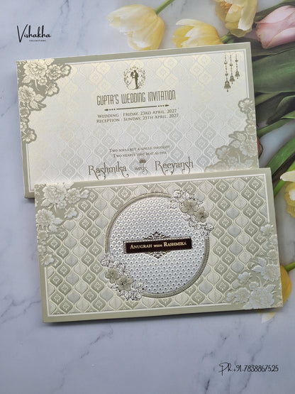 Acrylic Geometric Flower Hindu Muslim Christian Sikh Jain invitation Cards CR-561 – image 1