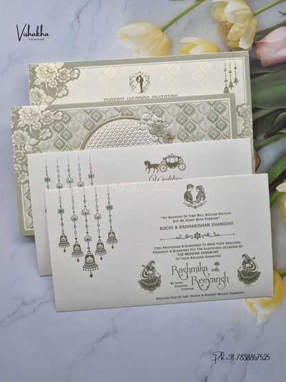 Acrylic Geometric Flower Hindu Muslim Christian Sikh Jain invitation Cards CR-561 – image 3