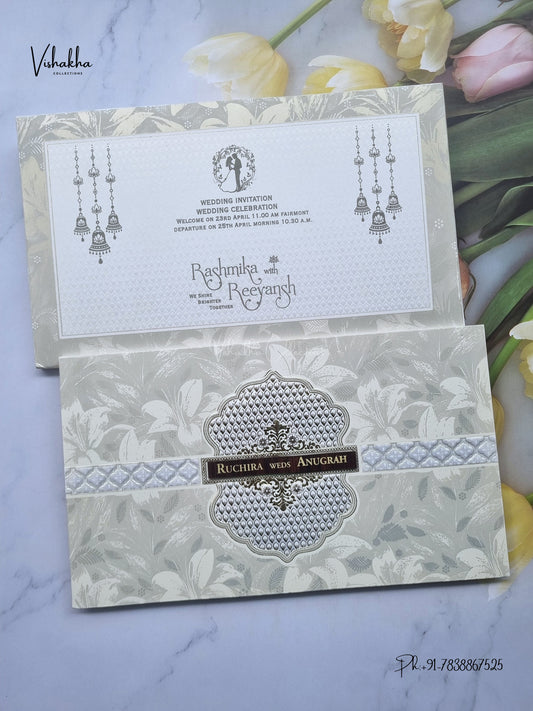 Flower Hindu Muslim Christian Sikh Jain invitation Cards CR-562 – image 1