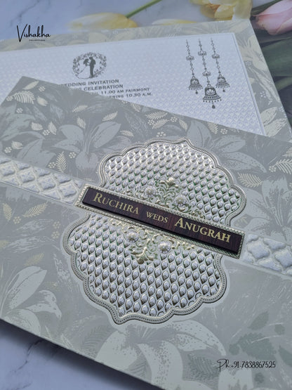 Flower Hindu Muslim Christian Sikh Jain invitation Cards CR-562 – image 2