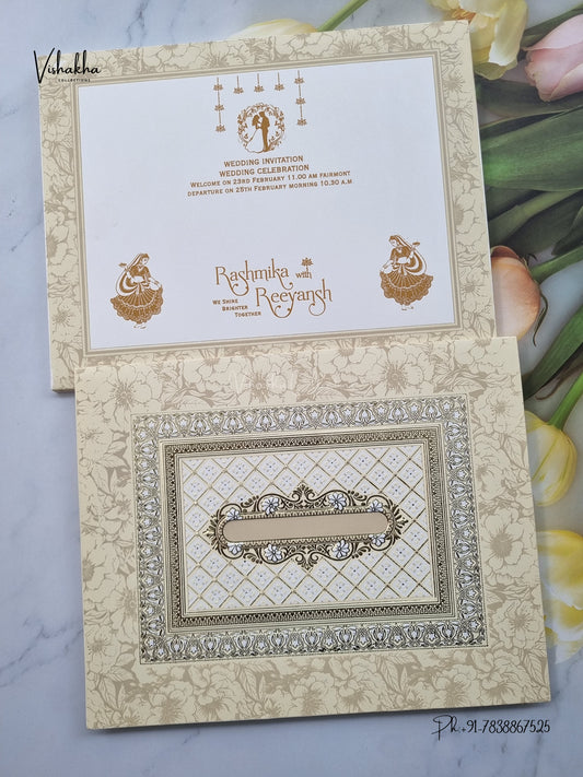 Laser Cut Flower Jaali Hindu Muslim Christian Sikh Jain invitation Cards CR-565C – image 1