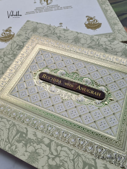 Laser Cut Flower Jaali Hindu Muslim Christian Sikh Jain invitation Cards CR-565G – image 2