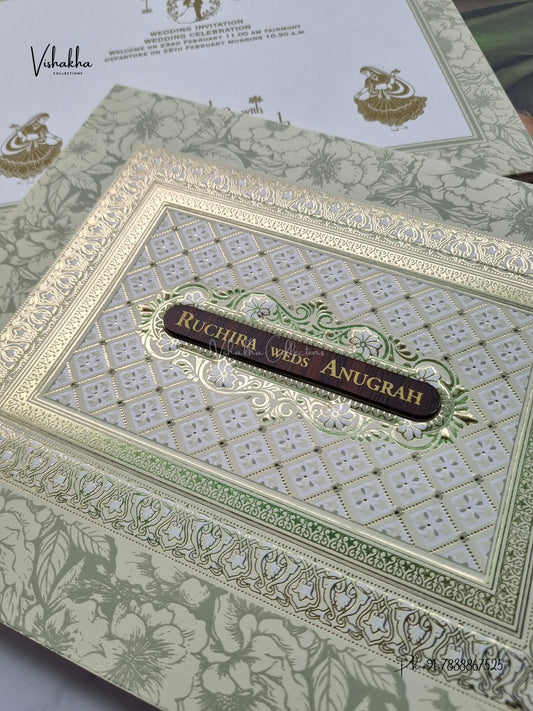 Laser Cut Flower Jaali Hindu Muslim Christian Sikh Jain invitation Cards CR-565G – image 2