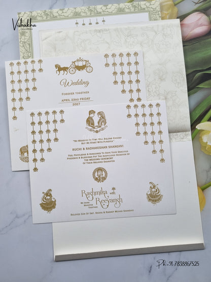 Laser Cut Flower Jaali Hindu Muslim Christian Sikh Jain invitation Cards CR-565G – image 3