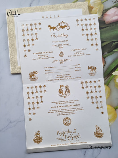 Laser Cut Flower Hindu Muslim Christian Sikh Jain invitation Cards CR-566C – image 3