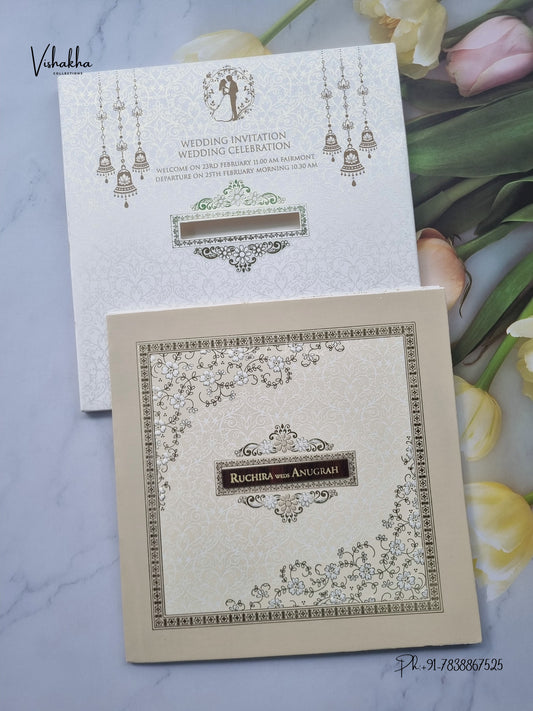 Flower Hindu Muslim Christian Sikh Jain invitation Cards CR-568C – image 1