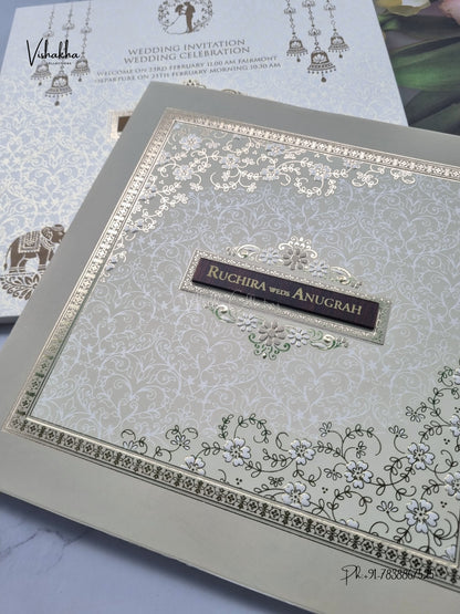 Flower Hindu Muslim Christian Sikh Jain invitation Cards CR-568G – image 2