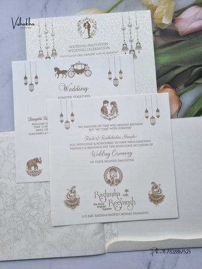 Flower Hindu Muslim Christian Sikh Jain invitation Cards CR-568G – image 3