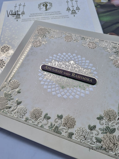 Flower Hindu Muslim Christian Sikh Jain invitation Cards CR-569C – image 2