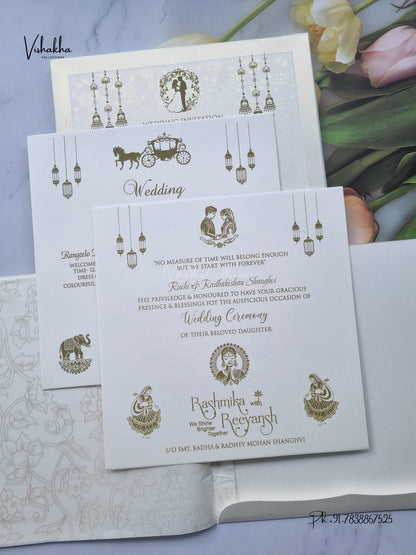 Flower Hindu Muslim Christian Sikh Jain invitation Cards CR-569C – image 3
