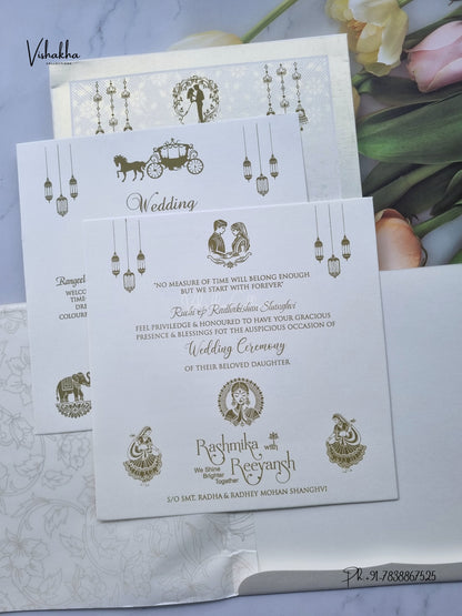 Flower Hindu Muslim Christian Sikh Jain invitation Cards CR-569G – image 3
