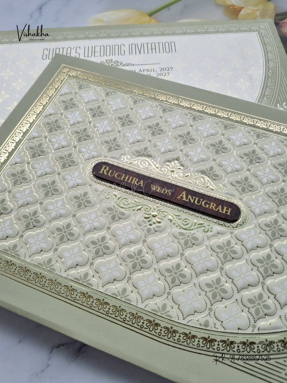 Semi Box Acrylic Direct Card Moroccan Geometric Hindu Muslim Christian Sikh Jain invitation Cards CR-572 – image 2