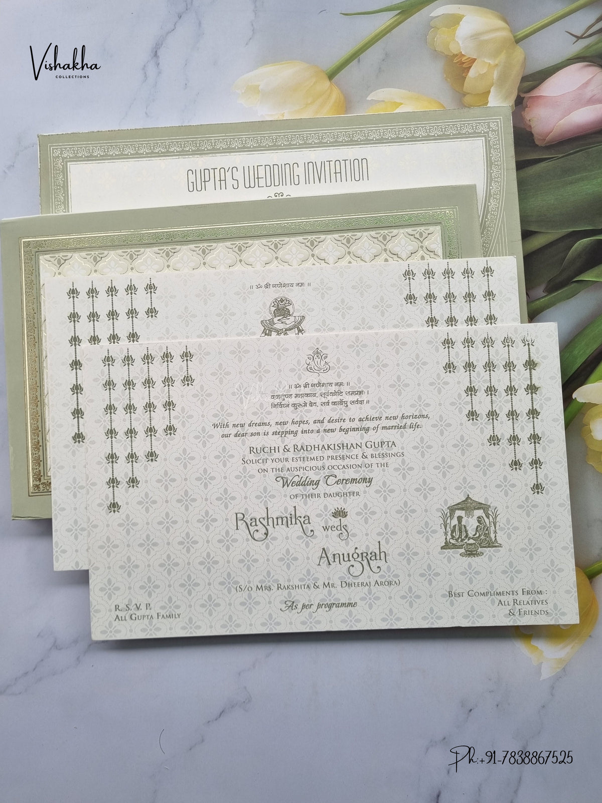 Semi Box Acrylic Direct Card Moroccan Geometric Hindu Muslim Christian Sikh Jain invitation Cards CR-572 – image 3