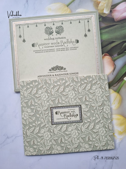 Flower Hindu Muslim Christian Sikh Jain invitation Cards CR-574 – image 1