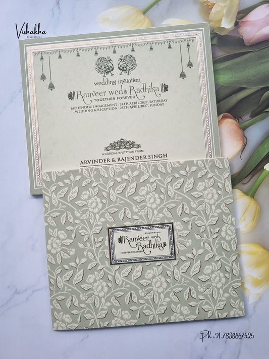 Flower Hindu Muslim Christian Sikh Jain invitation Cards CR-574 – image 1