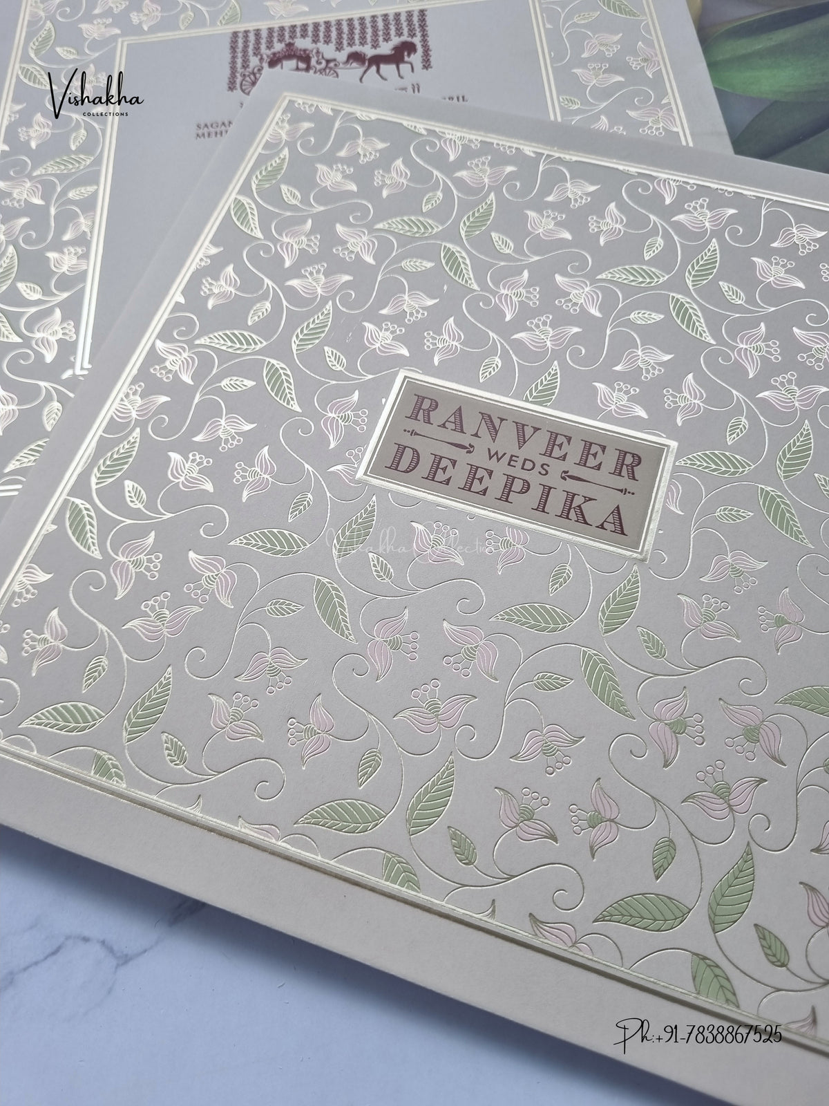 Flower Hindu Muslim Christian Sikh Jain invitation Cards CR-575 – image 2