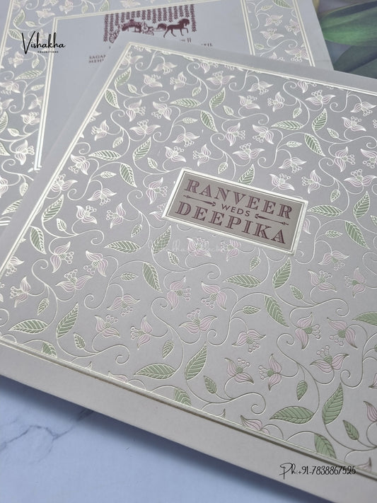 Flower Hindu Muslim Christian Sikh Jain invitation Cards CR-575 – image 2