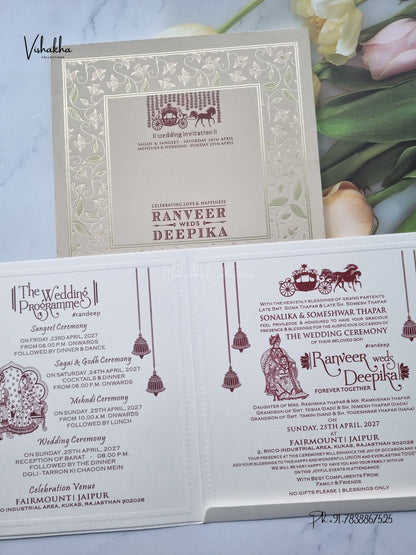 Flower Hindu Muslim Christian Sikh Jain invitation Cards CR-575 – image 3