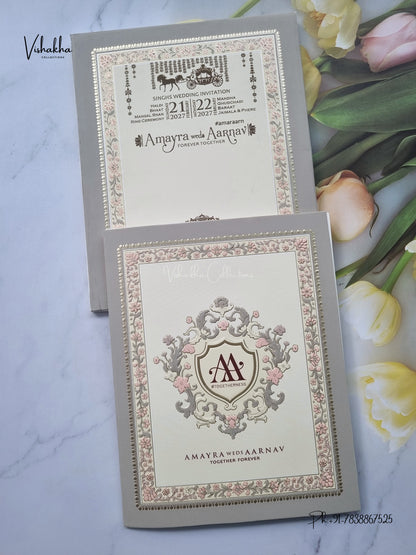 Flower Hindu Muslim Christian Sikh Jain invitation Cards CR-577 – image 1