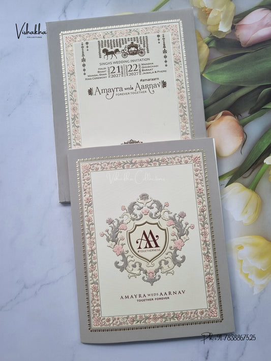 Flower Hindu Muslim Christian Sikh Jain invitation Cards CR-577 – image 1