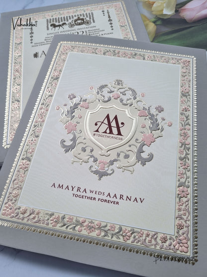 Flower Hindu Muslim Christian Sikh Jain invitation Cards CR-577 – image 2
