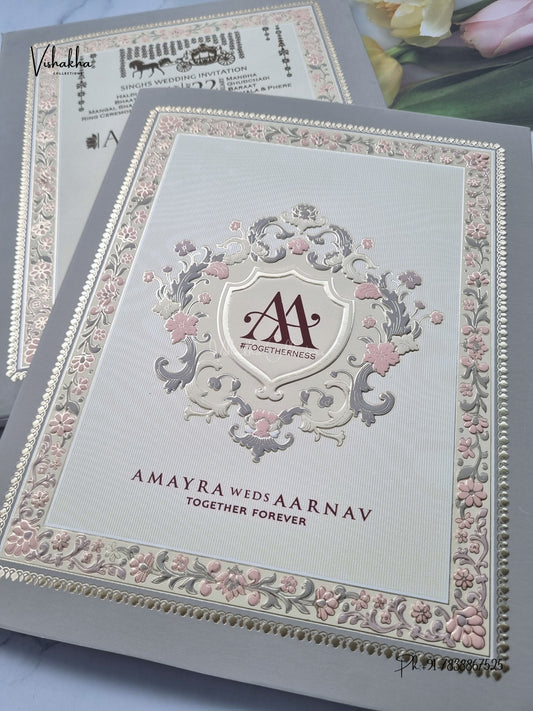 Flower Hindu Muslim Christian Sikh Jain invitation Cards CR-577 – image 2