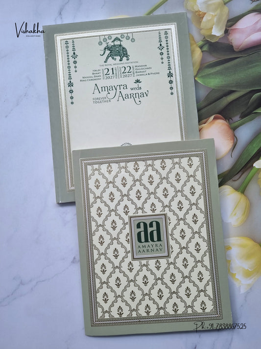 Moroccan Geometric Hindu Muslim Christian Sikh Jain invitation Cards CR-578 – image 1