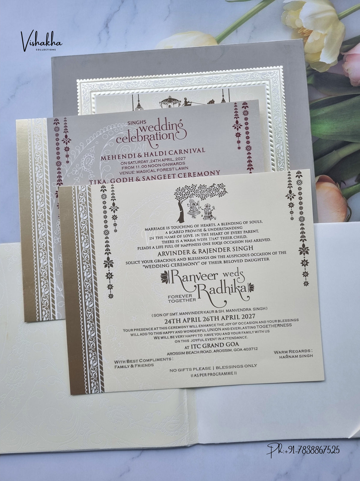 Semi Box Hindu Muslim Christian Sikh Jain invitation Cards CR-579 – image 3